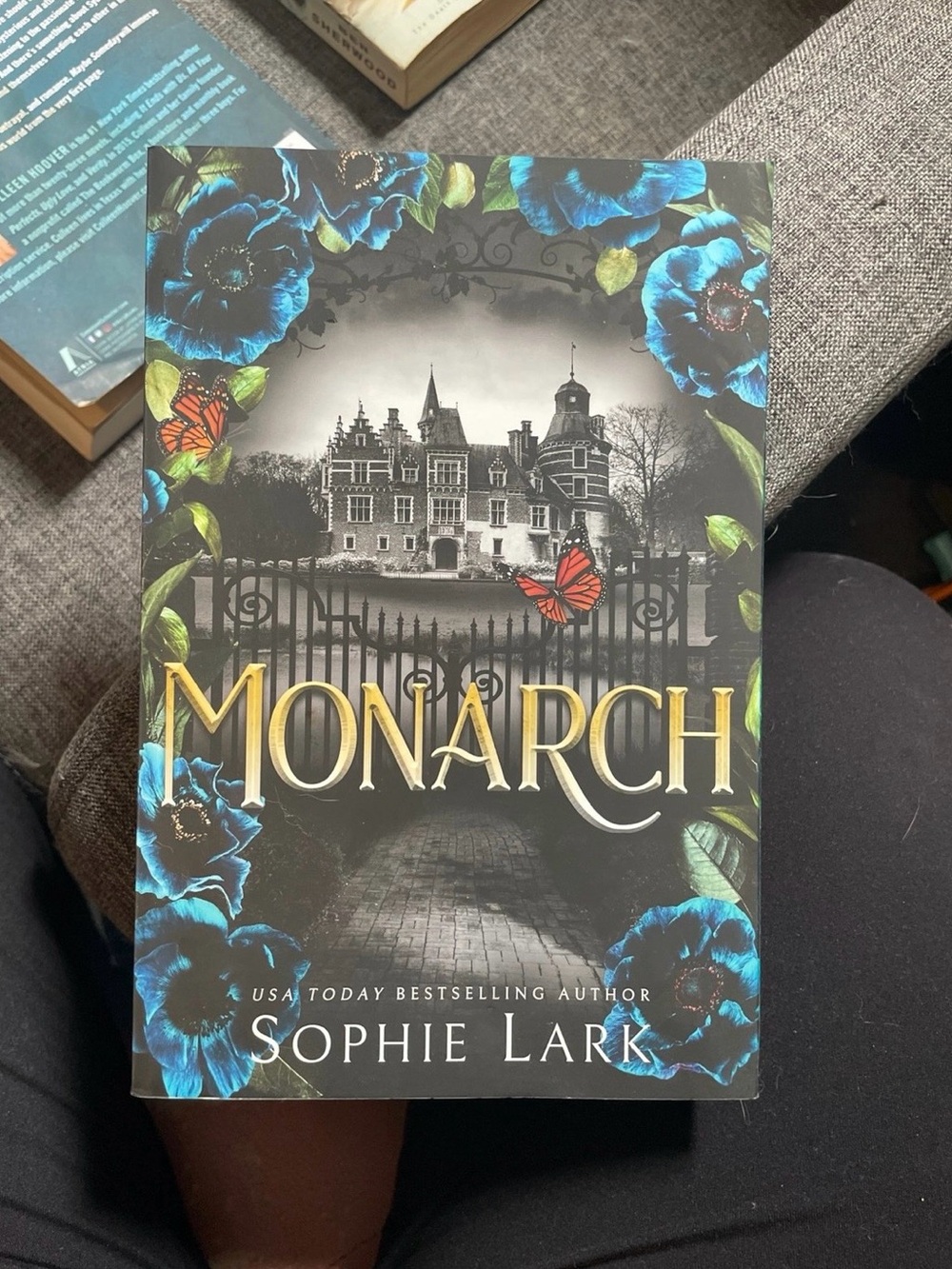 Monarch Decorative Book Cover — Black & Blue Floral Design